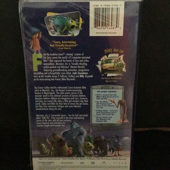 Monsters, Inc. movie on VHS by Disney Pixar clear case - Picture 2 of 3